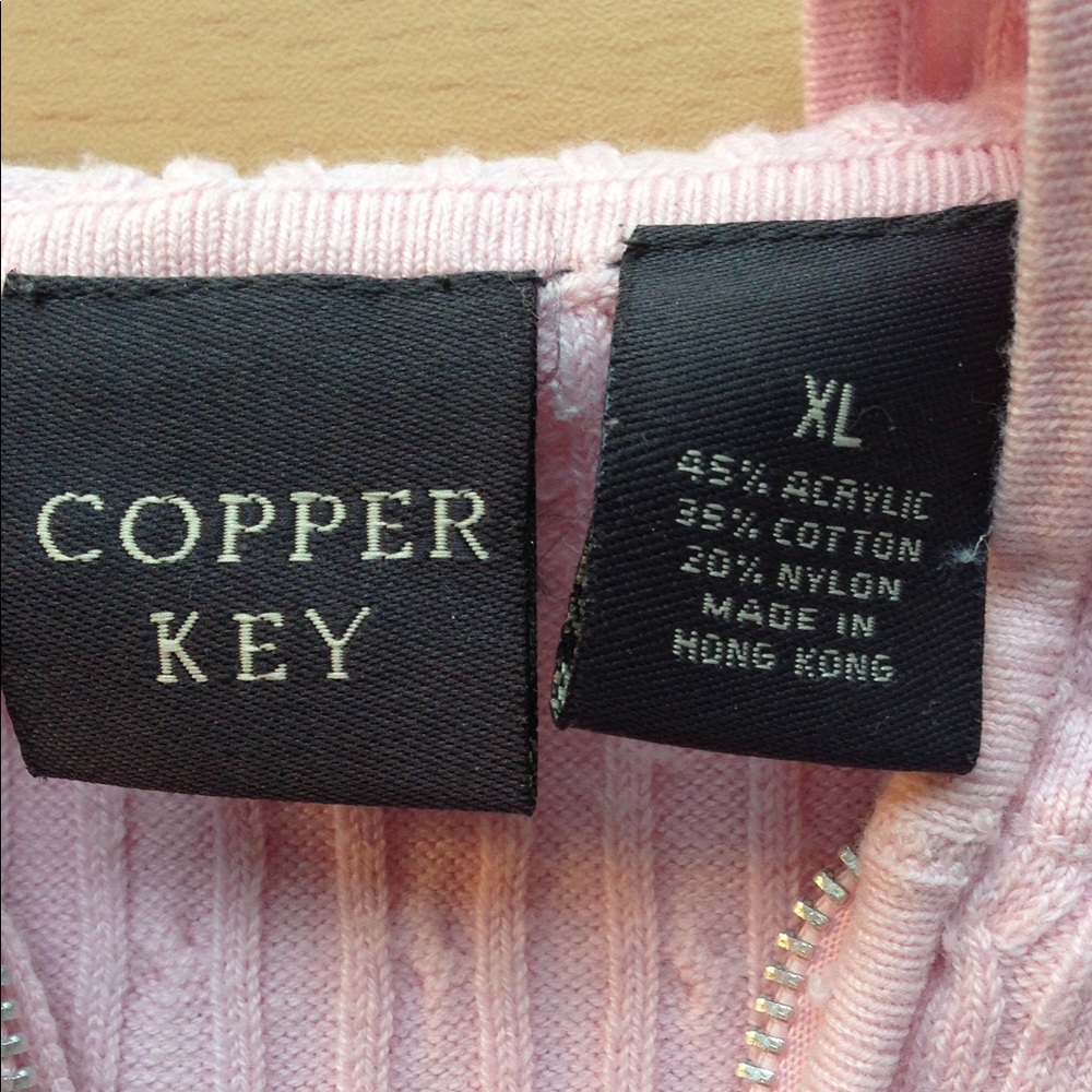 Pink Cable Knit Zip-Up Sweater - Copper Key - Picture 4 of 6
